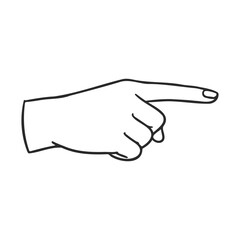 Poster - Black and white hand drawing with pointing finger gesture on white background – stock vector icon in line style