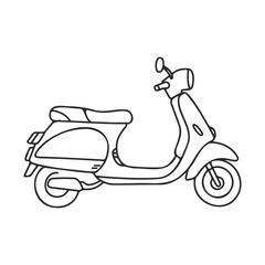 Poster - Line art of classic scooter illustration in black and white – stock vector icon in line style