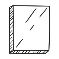 Poster - Simple hand-drawn mirror with reflection lines on a white background – stock vector icon in line style