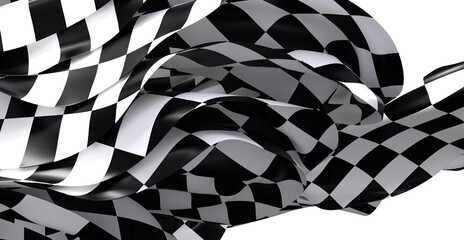 Poster - Black and white checkered flag waving, abstract background for sports, racing, or competition themes.