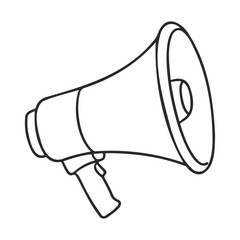 Poster - Outline of a megaphone illustration in black and white line art style – stock vector icon in line style