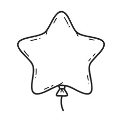 Poster - Hand-drawn star-shaped balloon illustration with black outline on white background – stock vector icon in line style