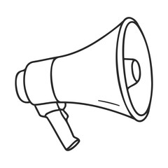 Poster - Black and white line art of a megaphone with handle – stock vector icon in line style