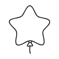 Poster - Outline of star-shaped balloon with string on white background – stock vector icon in line style