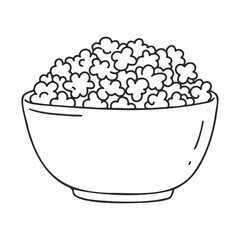 Poster - Bowl of popcorn line art illustration for snack and food lovers – stock vector icon in line style