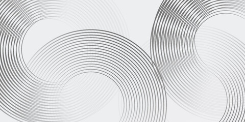 Poster - Abstract white glowing geometric lines on gray background. Modern shiny blue circle lines pattern. vector 10