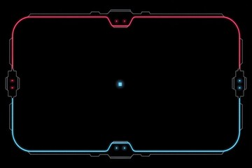 Poster - Futuristic Neon Frame with Blue and Red Outline on Black Background
