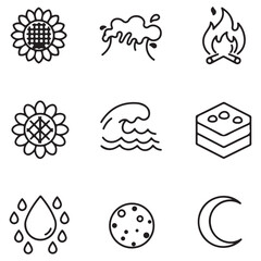 Aufkleber - Hand drawn illustration of nature and celestial icons in minimalist black and white style