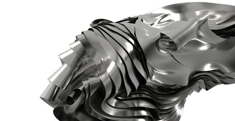 Poster - High-resolution image of abstract metallic waves. Perfect for modern designs and tech backgrounds.