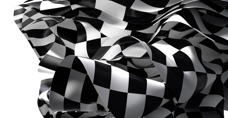 Poster - High-resolution image of a flowing checkered flag, perfect for sports, racing, and competition themes.