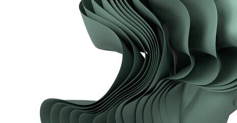 Poster - Modern abstract background with flowing green paper waves. Perfect for presentations or websites.