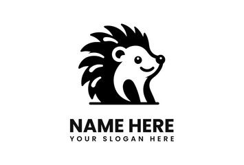 Aufkleber - Smiling Hedgehog Logo with Spiky Back and Bold Typography.