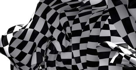 Poster - High-resolution image of a flowing checkered flag, perfect for backgrounds and design projects.  Black and white.