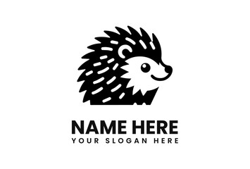 Aufkleber - Smiling Hedgehog Logo with Spiky Back and Friendly Expression.