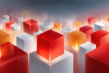 Poster - Abstract digital blocks with modern geometric shapes in vibrant colors