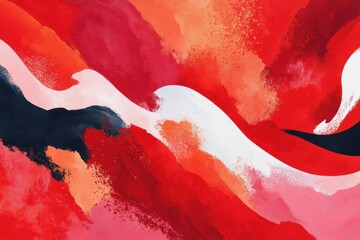 Poster - Vivid abstract painting with dynamic red swirls and textured brushstrokes