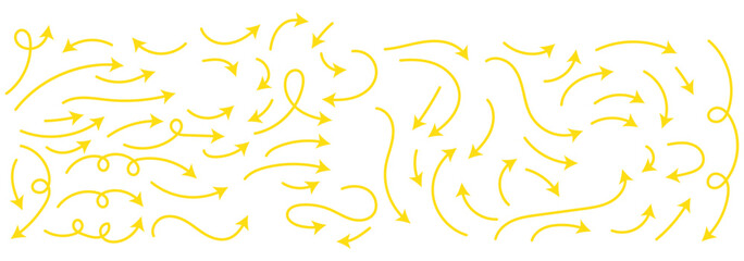 Poster - Hand drawn semi bold line arrows set. Vector curvy