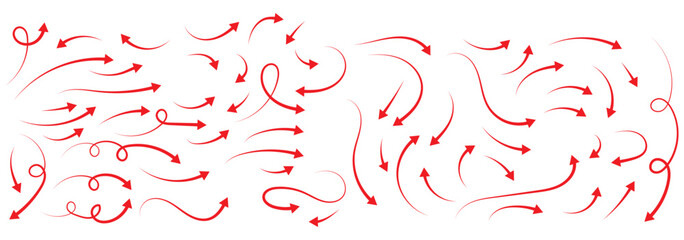 Poster - Hand drawn semi bold line arrows set. Vector curvy
