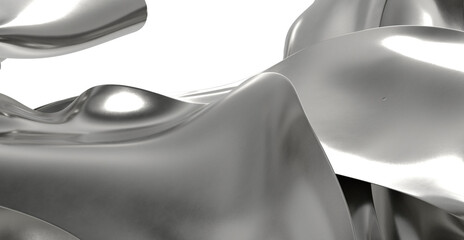 Poster - High-resolution image of abstract silver metallic shapes. Perfect for backgrounds, designs, and more.