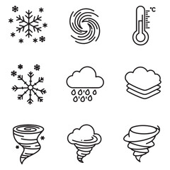 Leinwandbilder - Set of minimalist black line icons representing various weather conditions and atmospheric phenomena