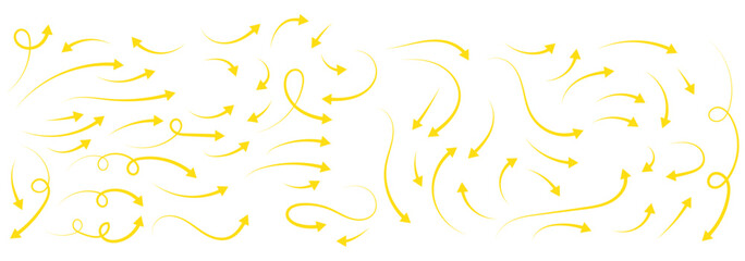 Poster - Hand drawn semi bold line arrows set. Vector curvy