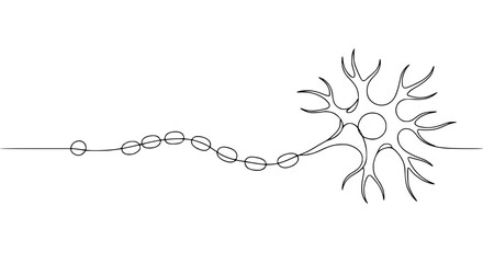 Poster - Neuron illustration in single line outline vector style  