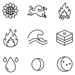 Leinwandbilder - Set of minimalist hand drawn symbols representing the four classical elements and celestial bodies