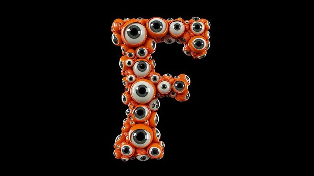 3D style halloween horror eyeball font. Letters made from monster eyes