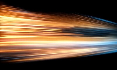 Poster - Abstract Orange And Blue Light Streaks On Dark Background