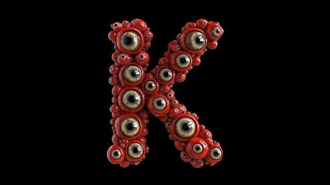 3D style halloween horror eyeball font. Letters made from monster eyes