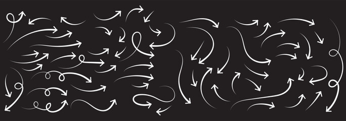 Poster - Hand drawn thin line arrows set. Vector