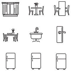 Poster - Simple and stylish line art illustrations of various home furnishings and appliances for design