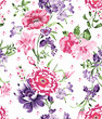 © Nature Vector - Seamless vector pattern with floral motif.hand painted pink botanical flower with small flower arrangements. vintage watercolor flower arrangements repeating print for fabric, wallpaper fashion print.