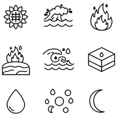 Leinwandbilder - Simple minimalist icons depicting the four elements fire water air earth and additional symbols