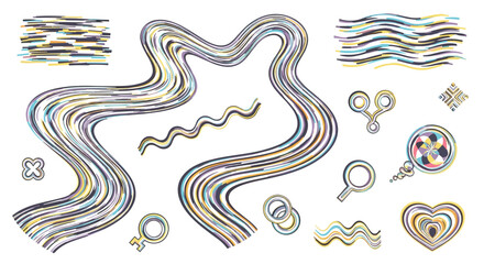 Fototapete - Abstract composition featuring swirling lines geometric shapes and decorative elements art design style