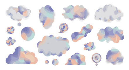 Poster - Collection of watercolor style abstract shapes in pastel colors on a white background art design element