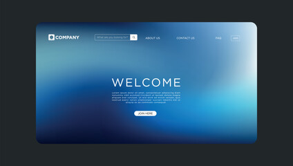 Clean modern website design welcomes new users with simple elegant layout and striking blue gradient background