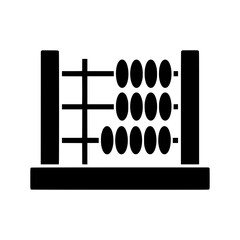 Poster - Black abacus icon with beads and frame isolated on white background suitable for educational and financial applications