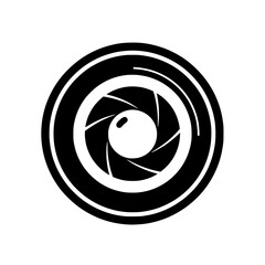 Poster - Black camera lens icon with aperture blades isolated on white background a professional photography symbol