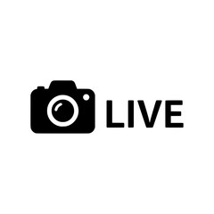 Poster - Black camera icon with LIVE text ideal for broadcasting social media live stream video