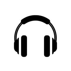 Poster - Black headphone icon isolated on white background simple music listening device symbol for audio applications