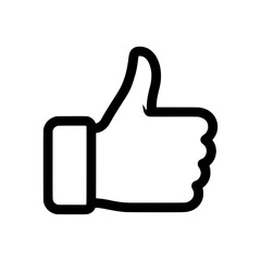 Poster - Thumbs up hand gesture icon black outline style isolated on white background suitable for social media apps and websites