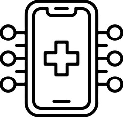 Poster - Digital health technology icon with medical cross and network connections