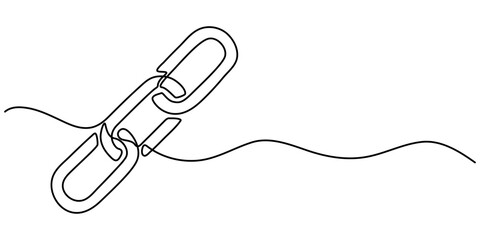 Fototapete - Chain continuous one line drawing isolate outline vector illustration, Linear background of chain. One continuous line drawing of a chain. Vector illustration. Chain icon in continuous line. 