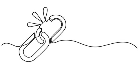 Fototapete - Chain continuous one line drawing isolate outline vector illustration, Linear background of chain. One continuous line drawing of a chain. Vector illustration. Chain icon in continuous line. 