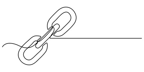 Fototapete - Chain continuous one line drawing isolate outline vector illustration, Linear background of chain. One continuous line drawing of a chain. Vector illustration. Chain icon in continuous line. 
