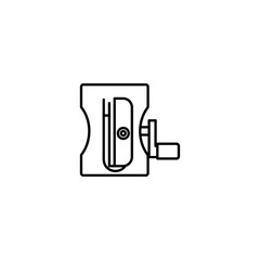 Poster - A minimalist line drawing of a pencil sharpener with a crank on a light gray background plane