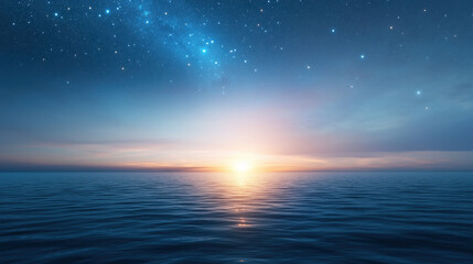 Wall Mural - a calm ocean with a beautiful sunset in the background