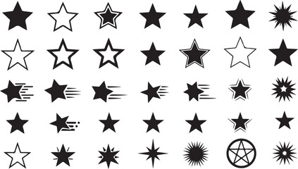 Poster - Collection of grunge and distressed star shapes isolated on transparent background