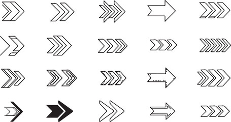 Poster - Collection of hand drawn arrow icons isolated on transparent background